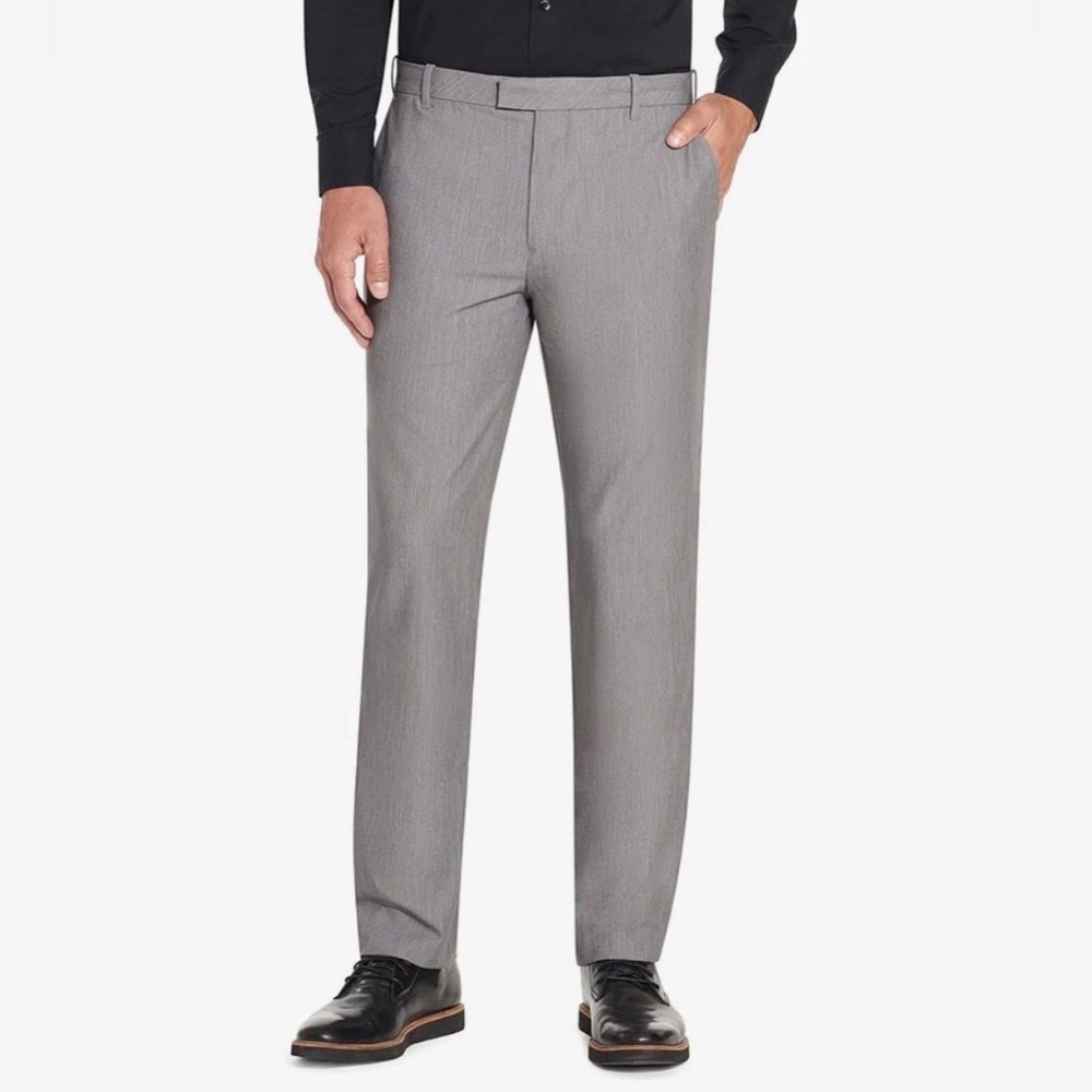 Van Heusen Men's Flex Flat Front Straight Fit Pants Silver Gray Size 36x32 - Picture 1 of 10